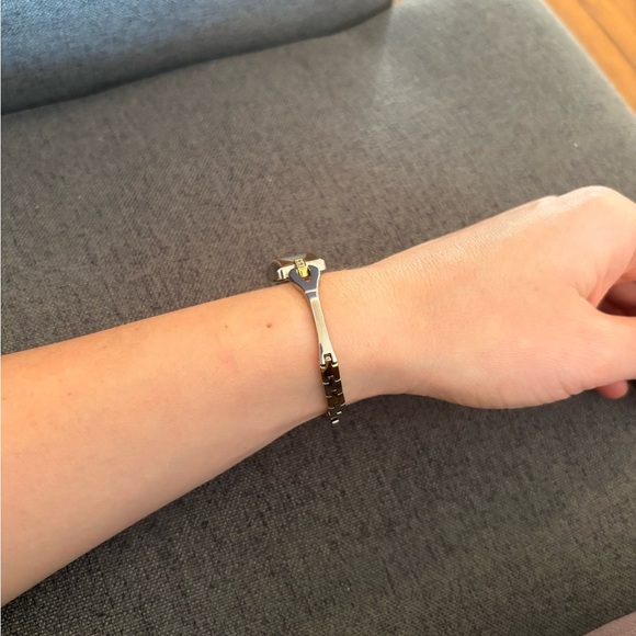 Rare Romanson white and yellow 23K  Gold plated sapphire  Crystal Watch - Picture 7 of 12